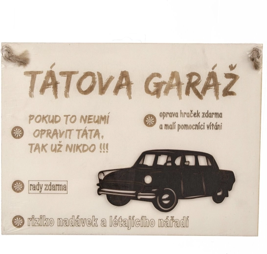 Drvena ploča "Tatina garaža" 28 × 21 cm