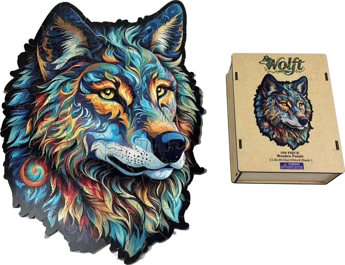 Wooden wolf puzzle
