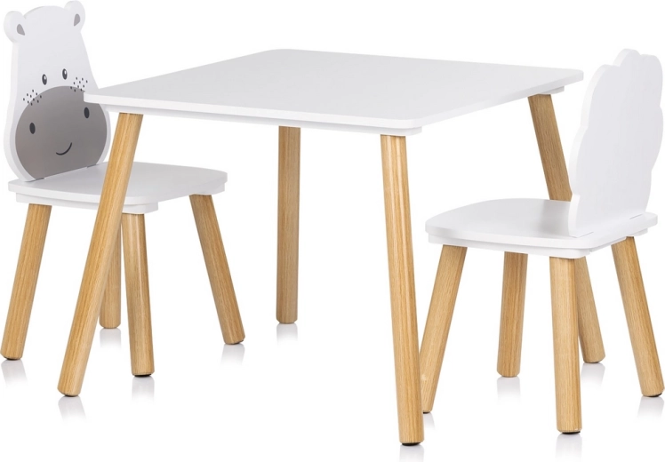 Drveni dječji stolić sa stolicama HIPPO i LION