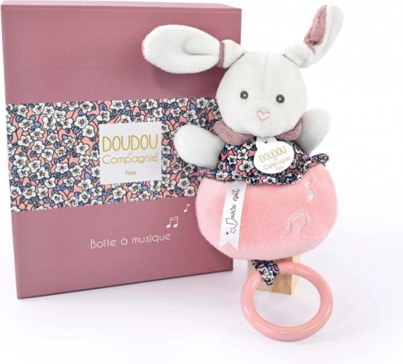 Doudou poklon set – ružičasti plišani zečić s melodijom 20 cm