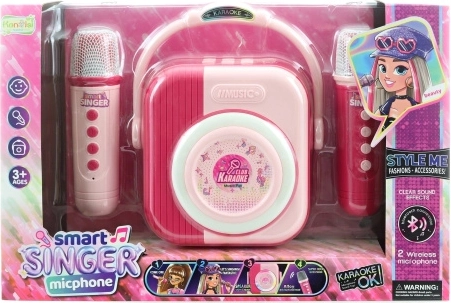 Karaoke set s 2 Bluetooth mikrofona, ružičasti