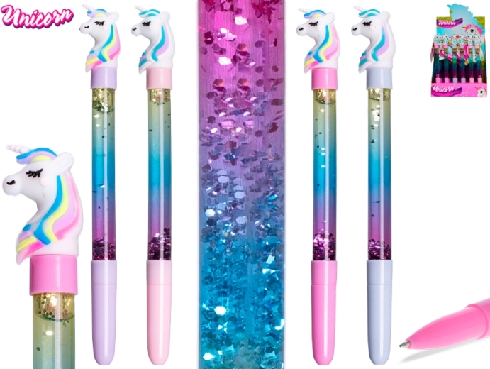 Unicorn Pen 19 cm with Glitter Liquid