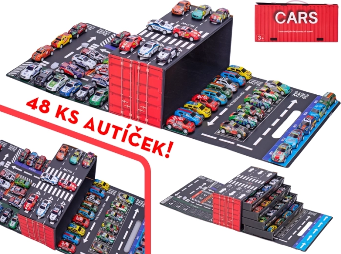 Set metalnih trkaćih autića s povratnim pogonom, 48 kom