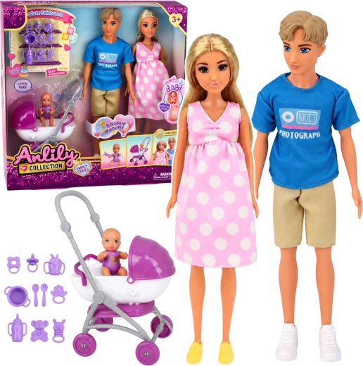 Anlily Collection family doll set with baby, stroller and accessories