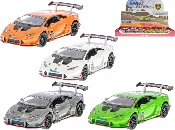 Metalni model Lamborghini Huracán LP620-2 1:36 s povratnim mehanizmom, 12 cm