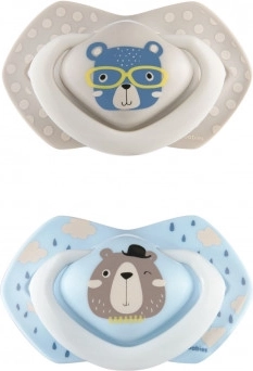 Canpol babies set simetričnih silikonskih duda Light touch 18m+ BONJOUR PARIS plavi
