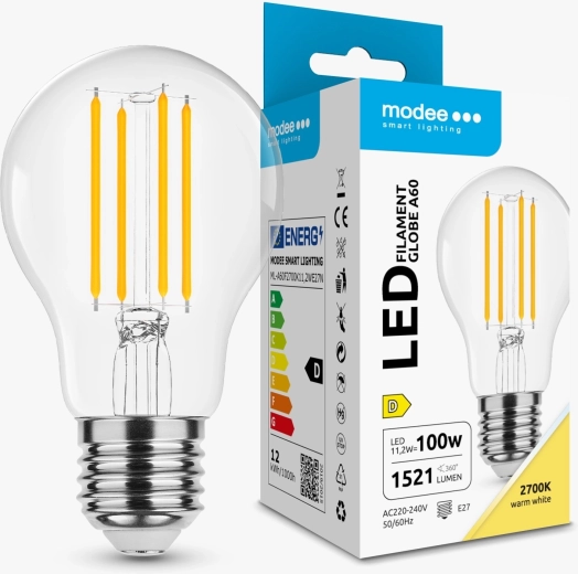Modee Smart Lighting LED filamentna žarulja Globe A60 E27 11,2 W toplo bijela