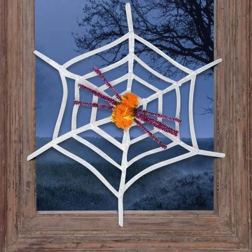 White Halloween Spider Web with Yellow Spider