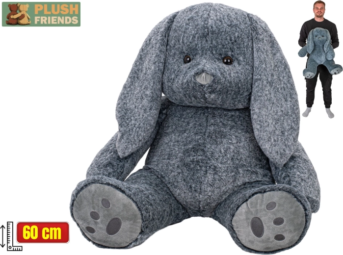 Plišani sjedeći zeko 60 cm sivi Plush Friends