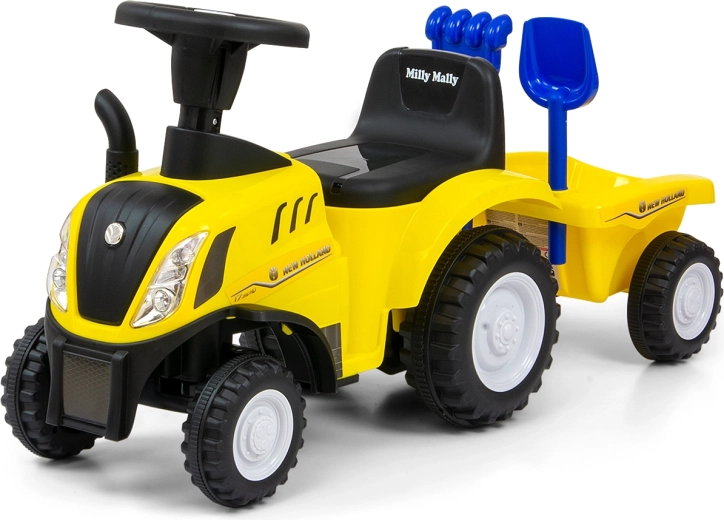 Milly Mally dječja guralica traktor New Holland T7 sa sklopivom prikolicom, žuta