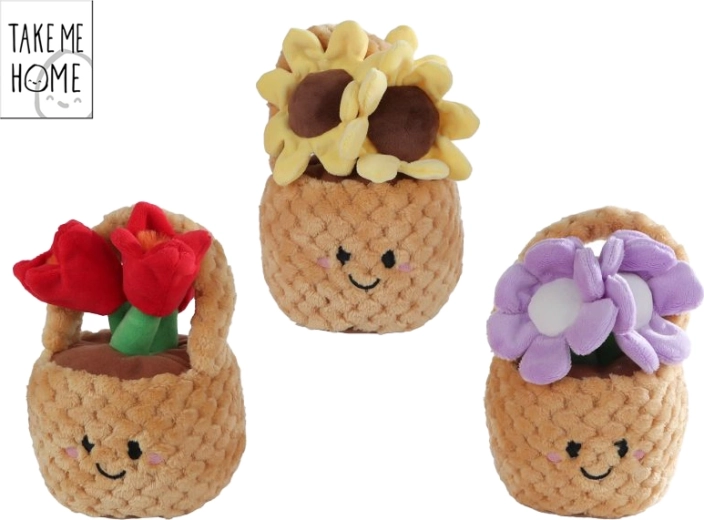 Plišana košarica s cvijećem 18 cm