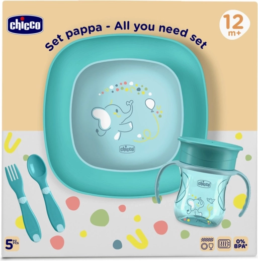 Chicco set za hranjenje za djecu 12m+ plavi