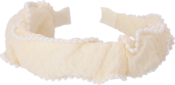 Široka traka za kosu s perlicama – bijela