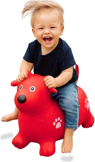 Inflatable bouncing dog HoppyDoo red with pump