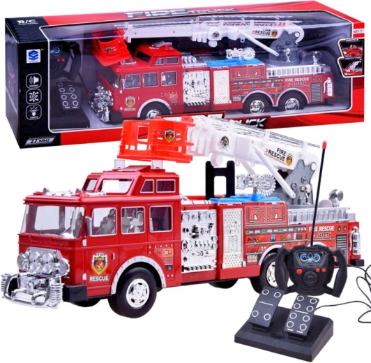 Remote-controlled fire truck with lights and siren - 1 piece