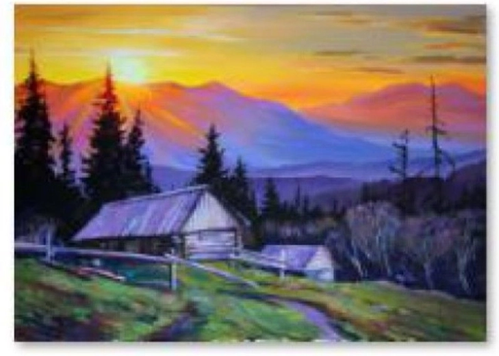 Diamond painting – mountains at sunset 40 × 30 cm