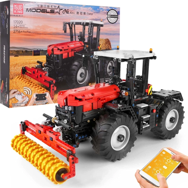 Konstrukcijski set RC crveni traktor 2716 dijelova s izmjenjivim nastavcima