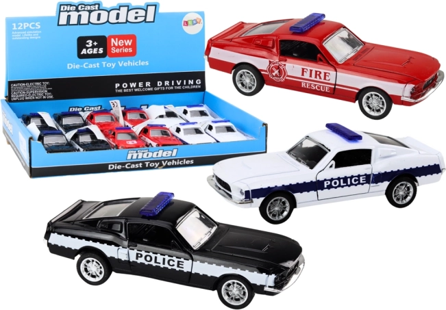 Metalni policijski i vatrogasni automobil 1:32 s trenjnim pogonom