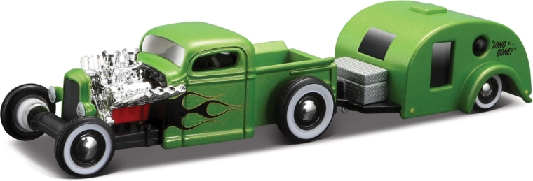 Maisto Design Tow & Go Chevrolet pick-up s kamp-prikolicom