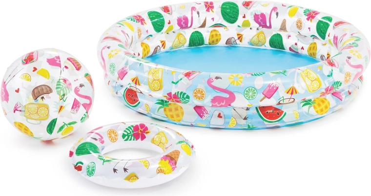 Nafukavajući bazen s kolutom i loptom 122 × 25 cm Intex