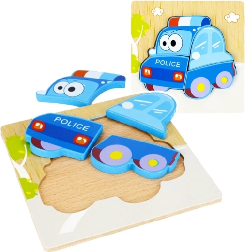 Drvena umetaljka – puzzle policijski automobil