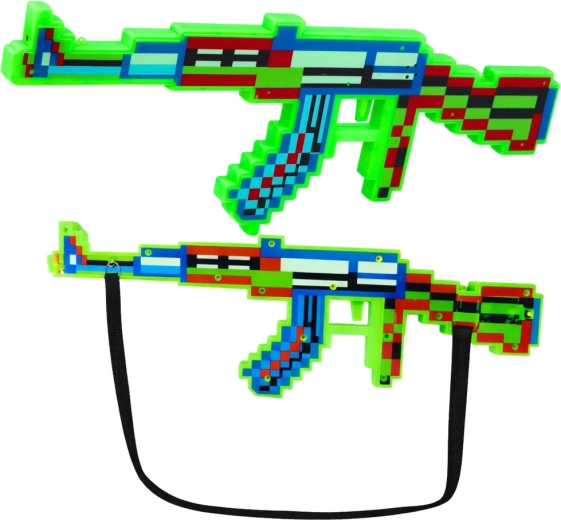 Pikselna zelena igračka puška sa svjetlima i zvukovima 45 cm