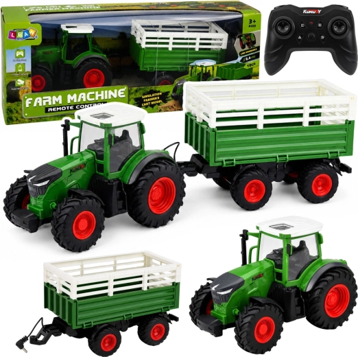 Traktor na daljinsko upravljanje s kip prikolicom 1:24 sa svjetlima