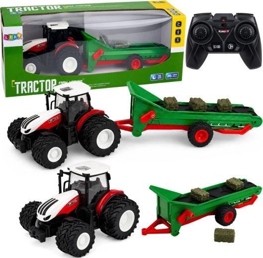 RC poljoprivredni traktor s transportnom trakom i prikolicom za bale 1:24