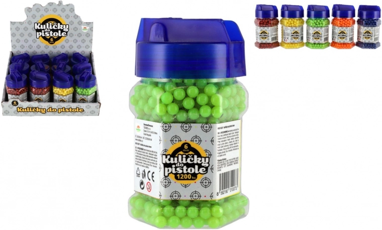 Plastične kuglice za dječji pištolj 6 mm, 1200 kom, mix boja