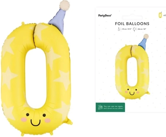 Folijski balon broj 0 žuti 86 cm