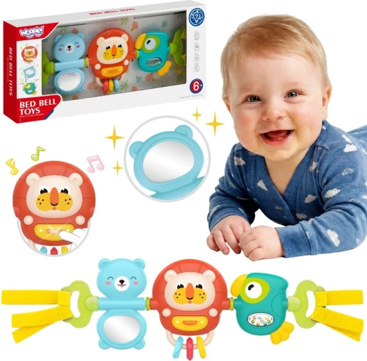 Woopie Baby senzorna viseća ploča za kolica i krevetić sa zvečkom i ogledalcem 6m+