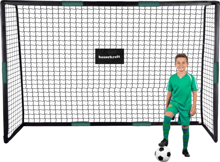 Nogometni gol Bauerkraft 300 × 200 × 120 cm s trening mrežom crno-zelena