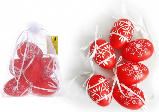 Ukrasna plastična jaja crvena 6 cm