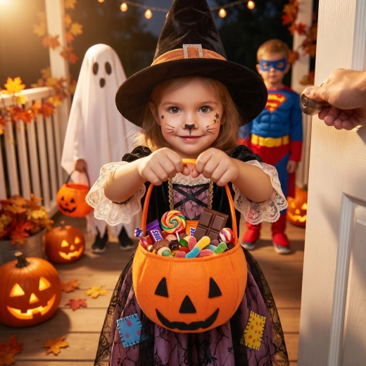 Orange Felt Halloween Pumpkin Basket