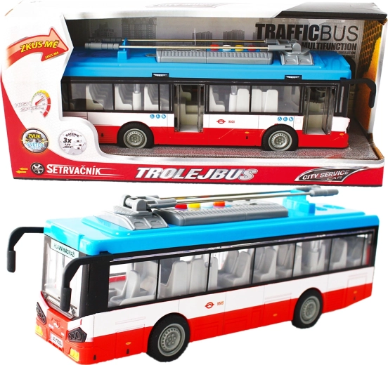 Gradski trolejbus na inerciju sa svjetlima i zvukovima – crveni
