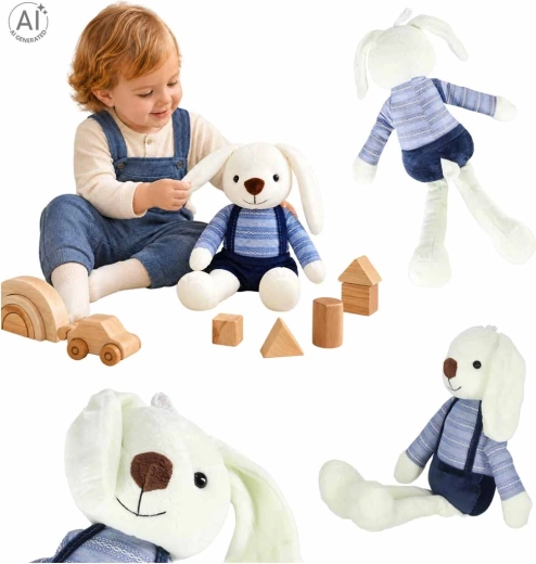 Plush bunny in blue shorts 36 cm