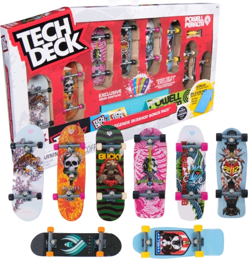 Tech Deck Legends Sk8shop Bonus Pack – set od 8 fingerboardova s neon rampom