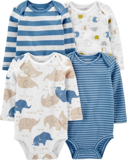 Carter’s dječji bodi s dugim rukavima Blue Animals, 4 kom