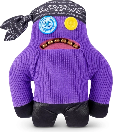 Fuggler Sasquoosh Purple Plush Toy with Bandana and Gold Teeth, 22 cm