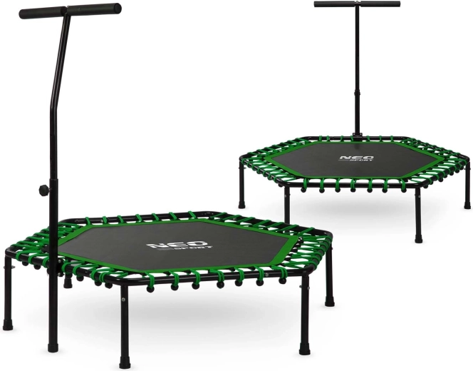 Neo-Sport šesterokutni fitness trampolin s ručkom 127 cm zeleni
