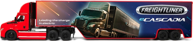 Metalni kamion Freightliner eCascadia s kontejnerom 33 cm