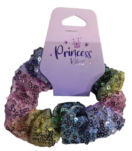 PINK gumica za kosu scrunchie sa šljokicama - 1 komad