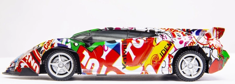 Remote-controlled sports car with lights - 1 piece