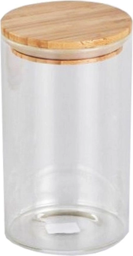 Staklena kuhinjska posuda 1 l s bambusovim poklopcem