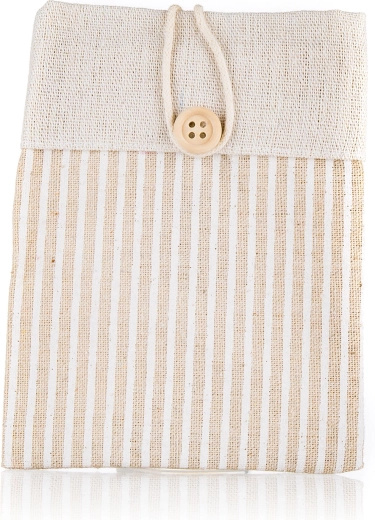 Dekorativna pamučna vrećica Nature s prugama, svijetlosmeđa 10,5 × 14 cm