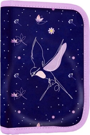 Školska pernica s 2 preklopa Flowers, prazna