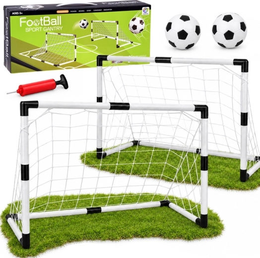 Kids’ football (soccer) set with 2 goals 95 × 70 cm, 2 balls and a hand pump