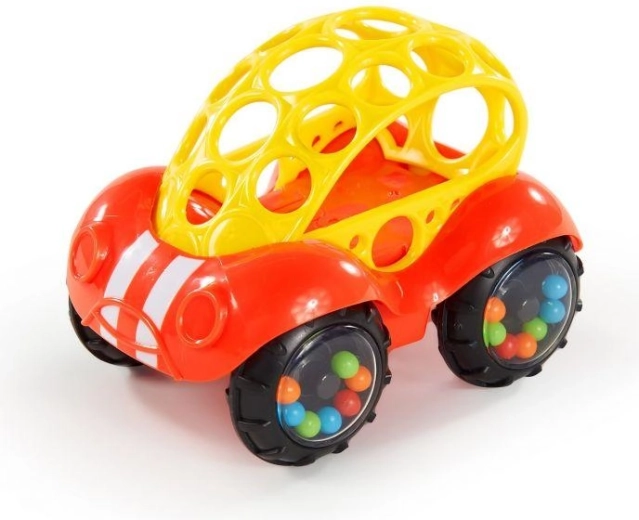 Oball Rattle & Roll rattle car, red, for babies from 3 months