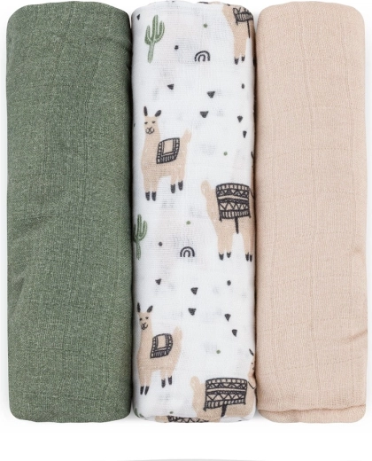 Petite&Mars set bambusovih muslinskih pelena Moussy llama vibes 68 × 68 cm (3 kom)