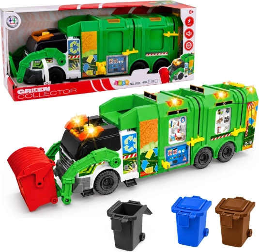 Large interactive garbage truck with lights and sounds, 52 cm